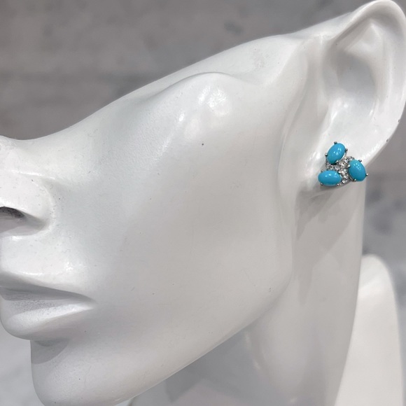 Arizona Sleeping Beauty Turquoise Cambodian Zircon Sterling Silver Stud … - Picture 7 of 11